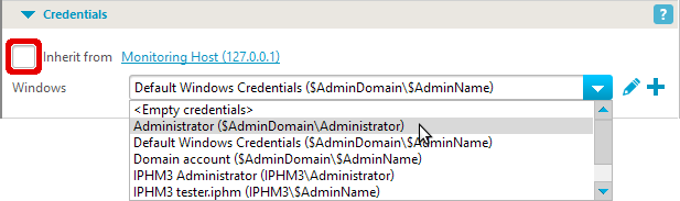 WMI credentials section