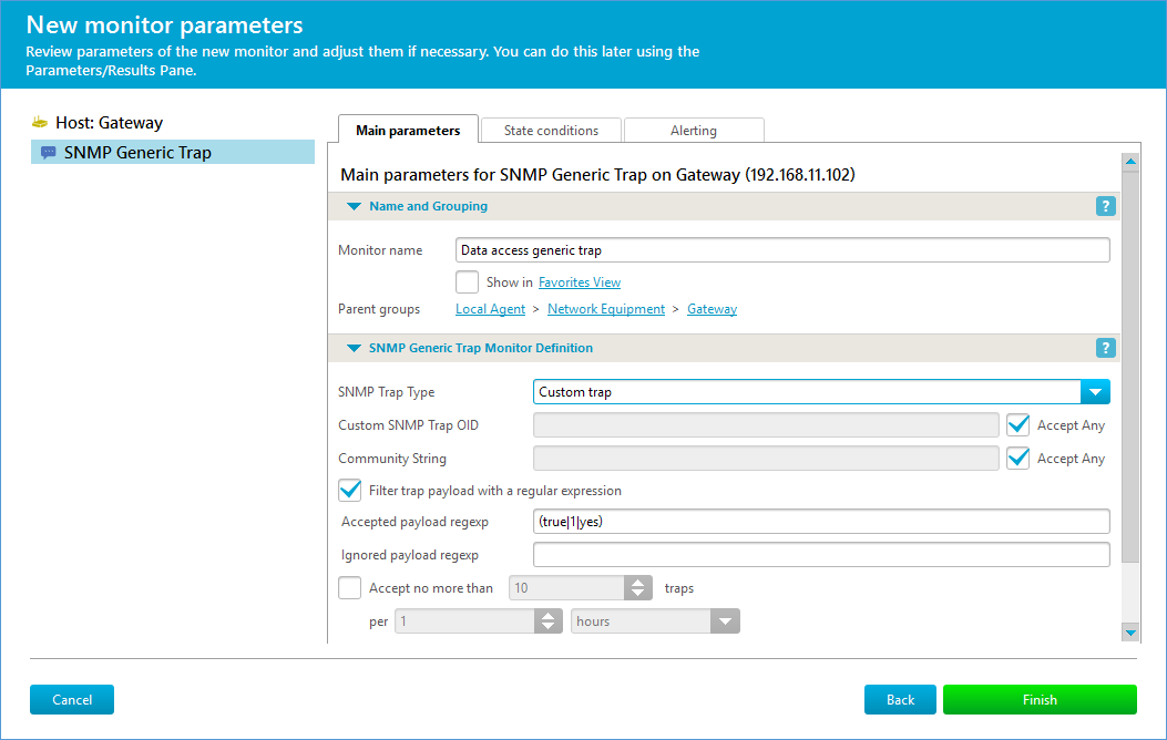 Sample generic SNMP trap definition