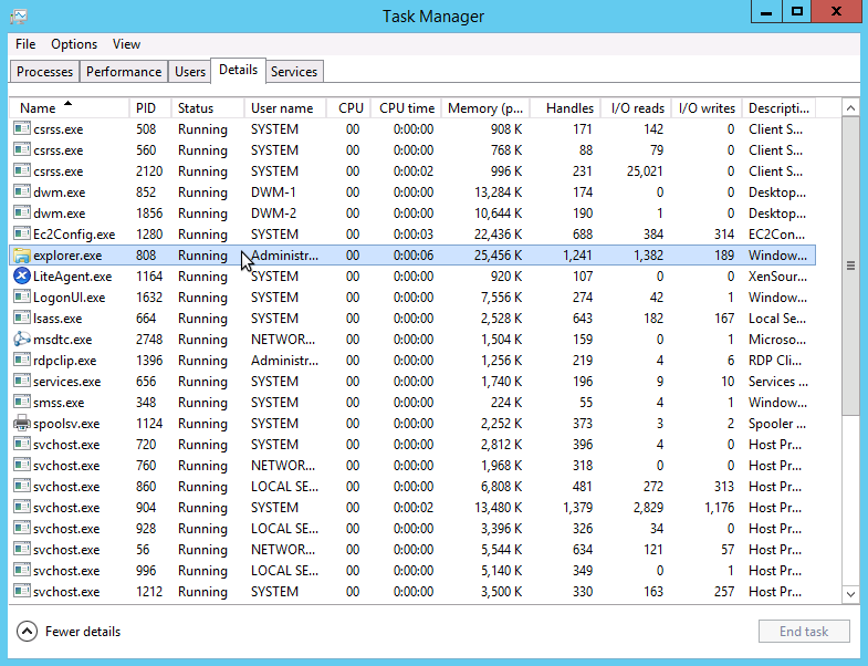 Task manager details tab