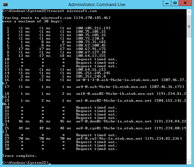 tracert to google.com