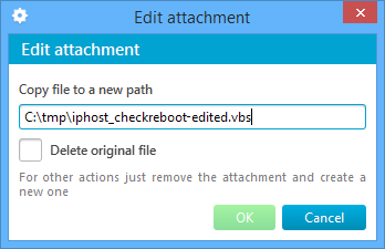 Prompt to edit template attachment