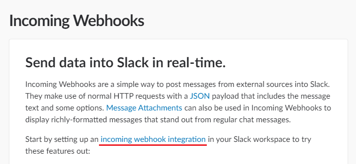 Slack notifications - create Webhook integration