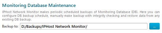 DB maintenance settings: backups location