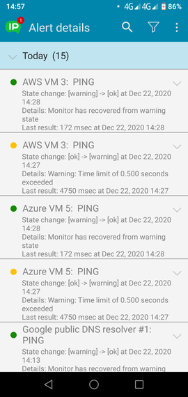 Android app alerts details
