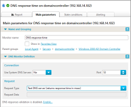 DNS monitor parameters