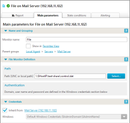 File size monitor parameters