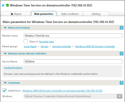 Windows Service monitor parameters