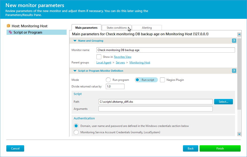 Check monitoring DB backup age - main