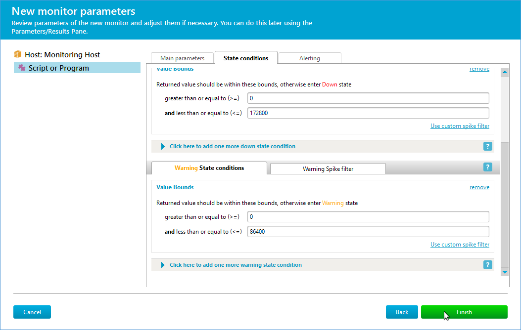 Check monitoring DB backup age - state conditions