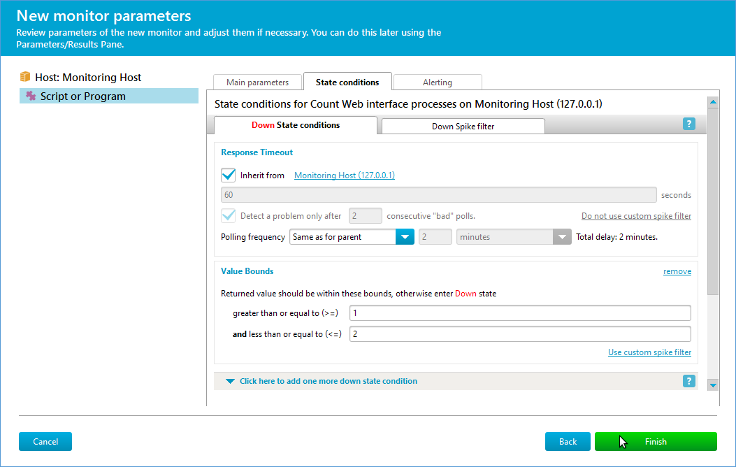 Create Script or Program monitor - specify processes number