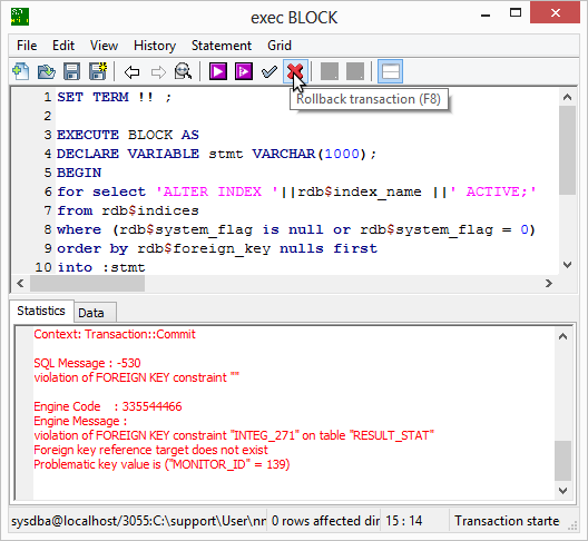 Fixing database indices