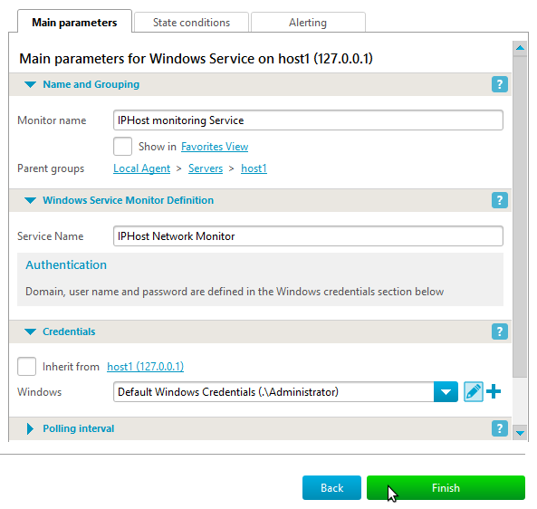 IPHost monitoring service Windows Service monitor