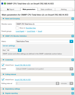SNMP CPU usage monitor: monitor parameters