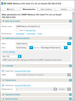 SNMP Memory monitor: monitor parameters