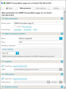 SNMP Process memory usage monitor parameters