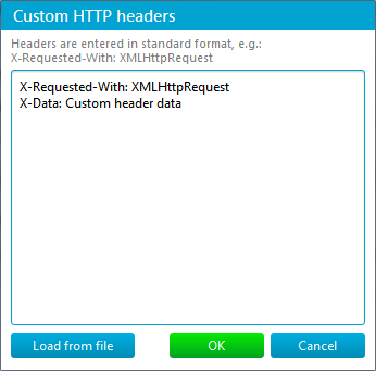 Custom HTTP header editor for WTM
