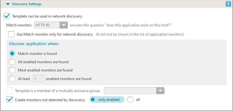 Discovery Settings section