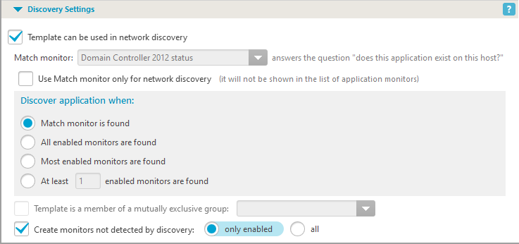 Templates Discovery settings