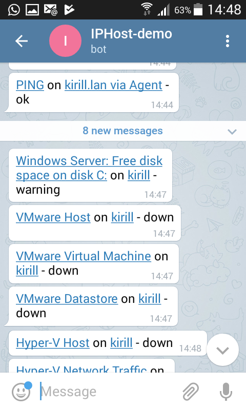 Telegram integration in action