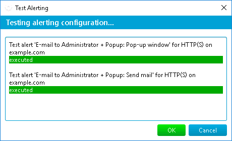 Alert simulated execution results