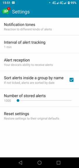 Android app settings